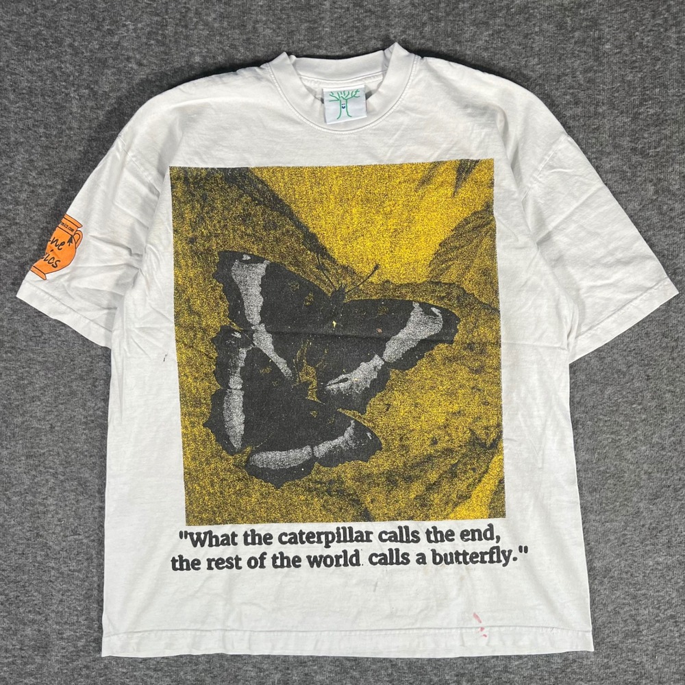 Online Ceramics Butterfly Caterpillar White Graphic T-Shirt Mens XL Streetwear
